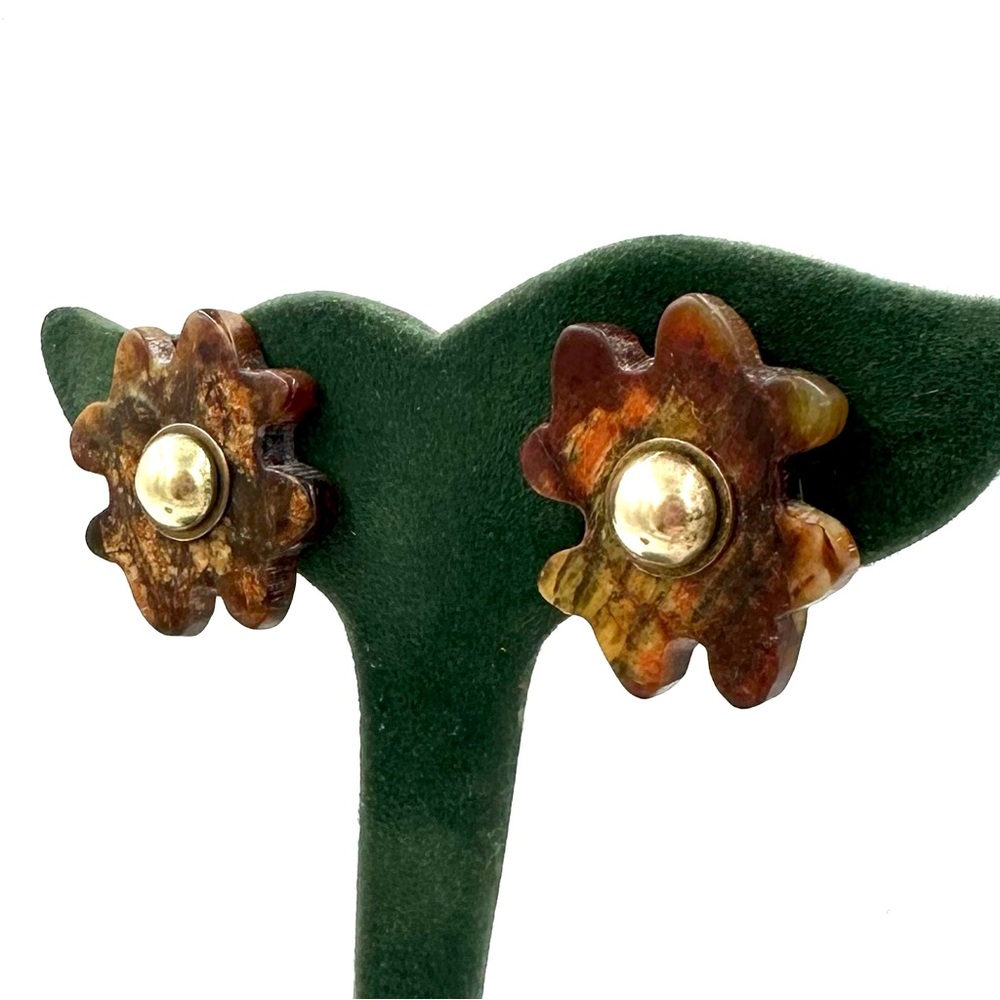 Vintage Jan Michaels S.F. Agate Clip On Earrings - Picture 3 of 7